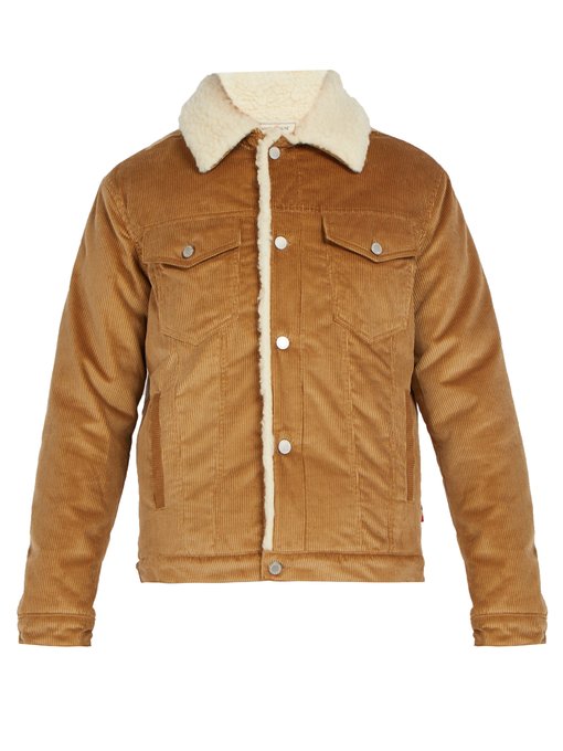 Trucker faux shearling-lined corduroy jacket | Maison Kitsuné ...