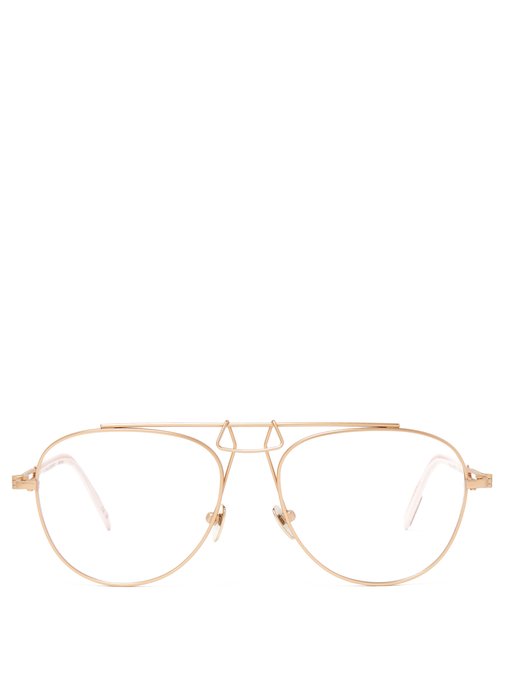 Calvin Klein 205w39nyc Aviator-frame Titanium Glasses In Gold | ModeSens