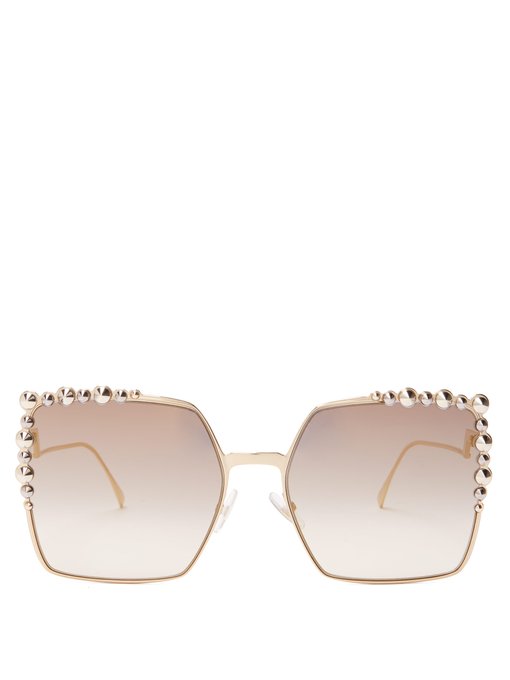 Square-frame embellished sunglasses 