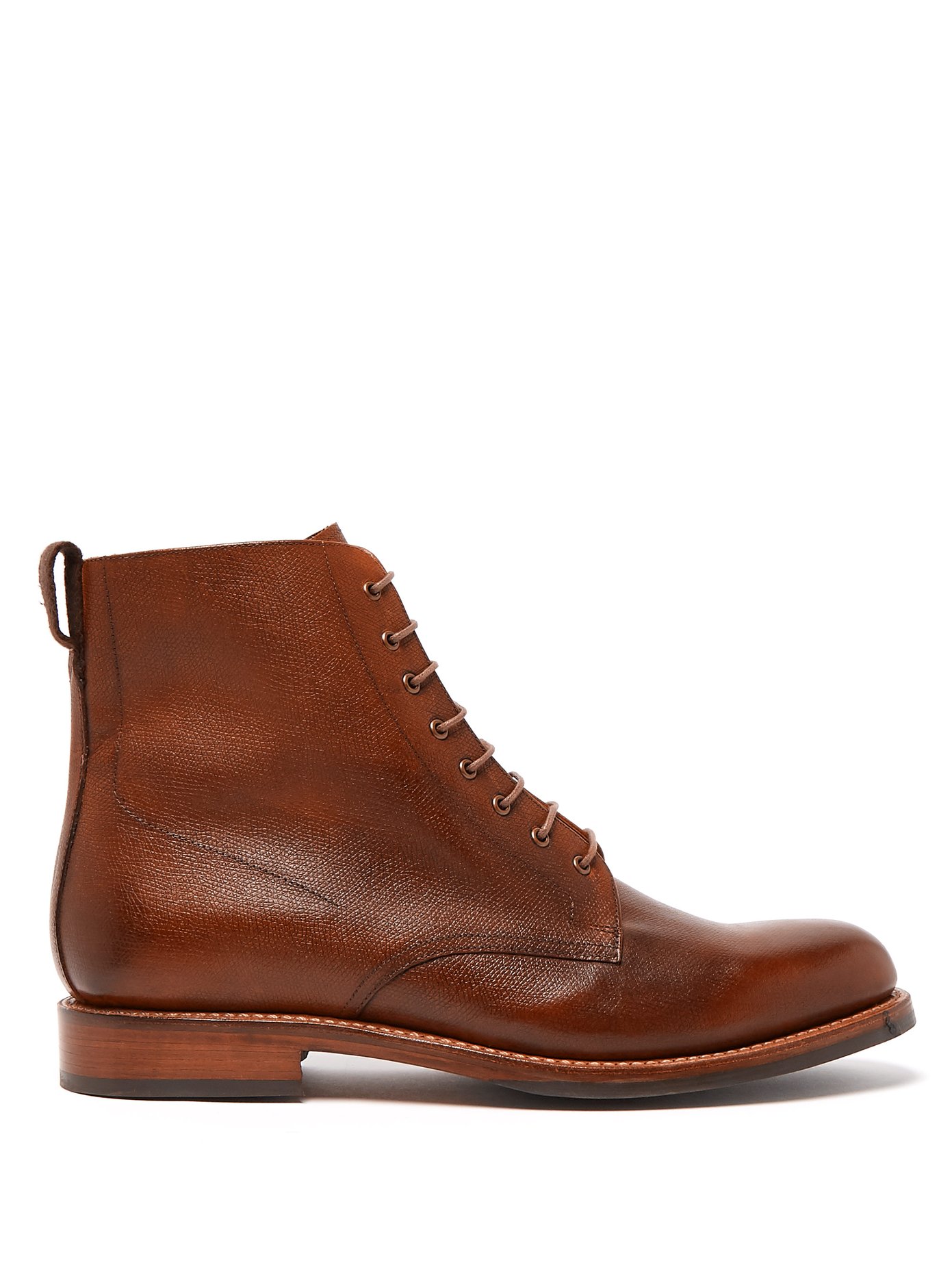 Murphy grained-leather lace-up boots 