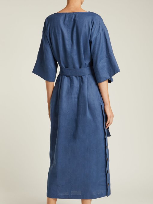 Akello Belted Hemp Midi Dress Mara Hoffman Matchesfashion Com Us