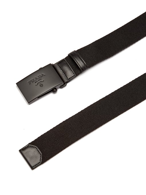 Logo-buckle canvas belt | Prada 