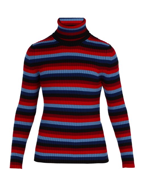 Intarsia-striped roll-neck wool-blend sweater | 3 MONCLER GRENOBLE ...