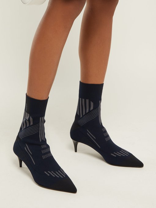 Geometric stretch-knit ankle boots 