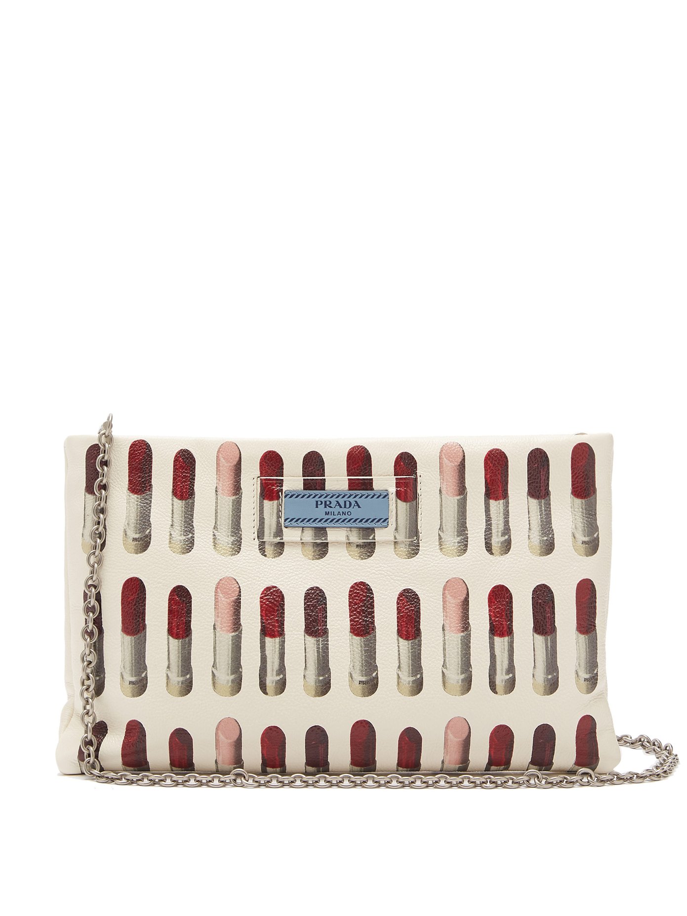 Lipstick-print leather clutch | Prada 