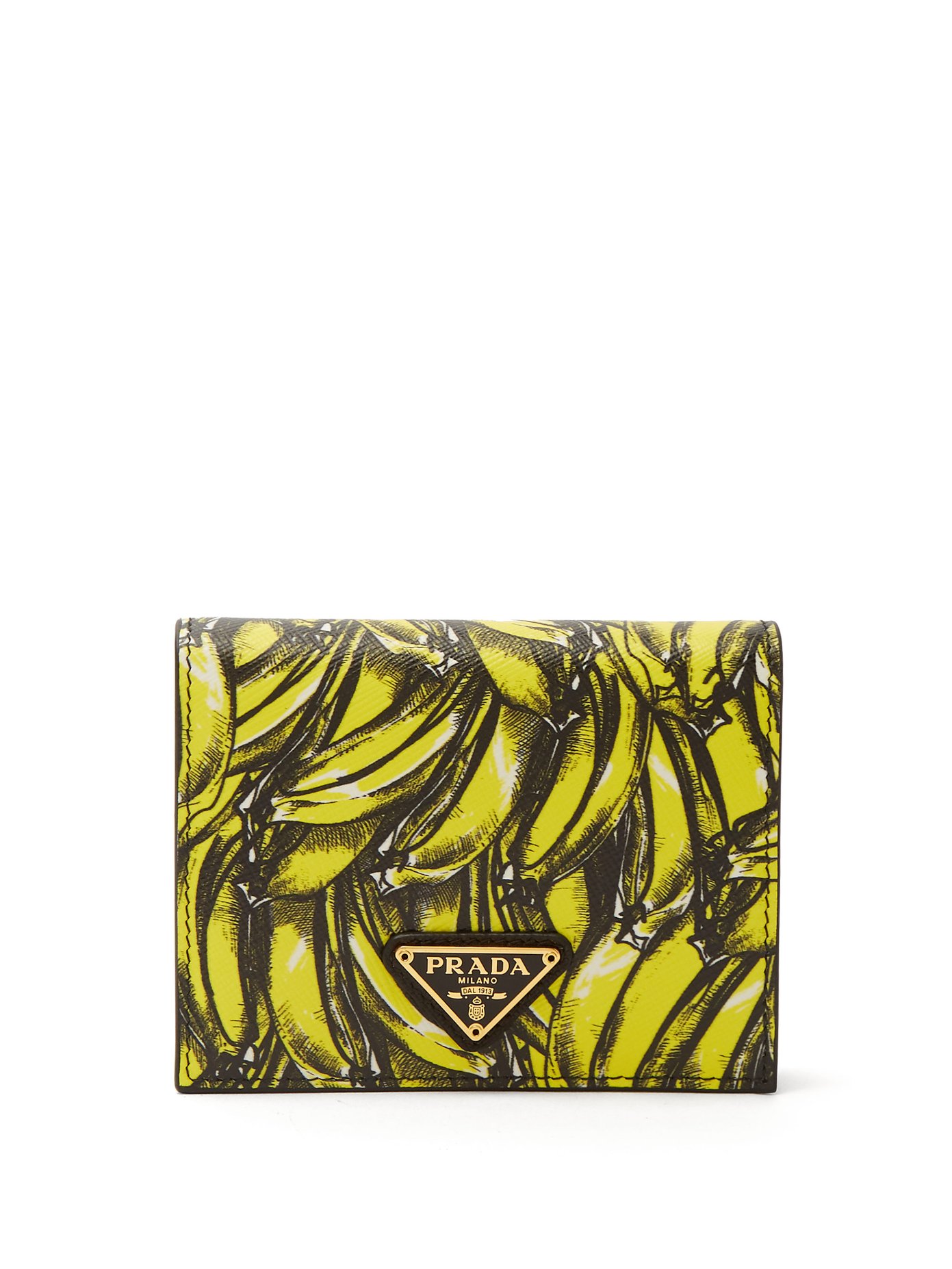 Banana-print saffiano-leather wallet 