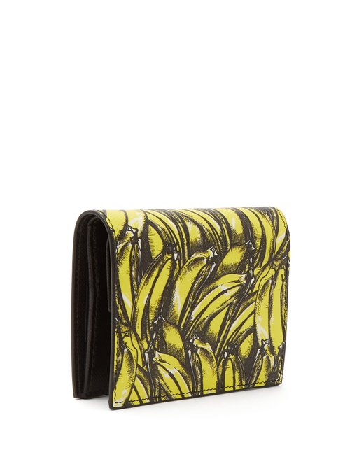 Banana-print saffiano-leather wallet 