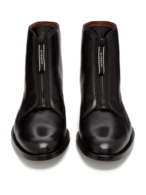 Logo-zip leather boots | Givenchy 