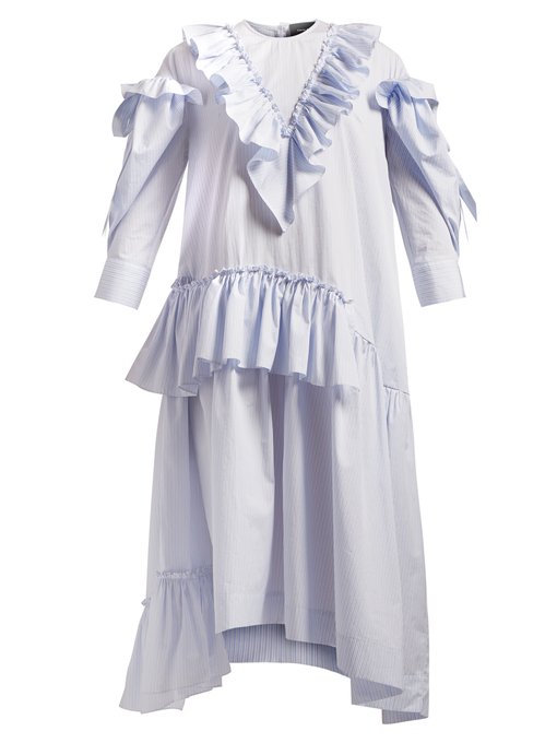 Asymmetric ruffled cotton-poplin dress | Simone Rocha | MATCHESFASHION US