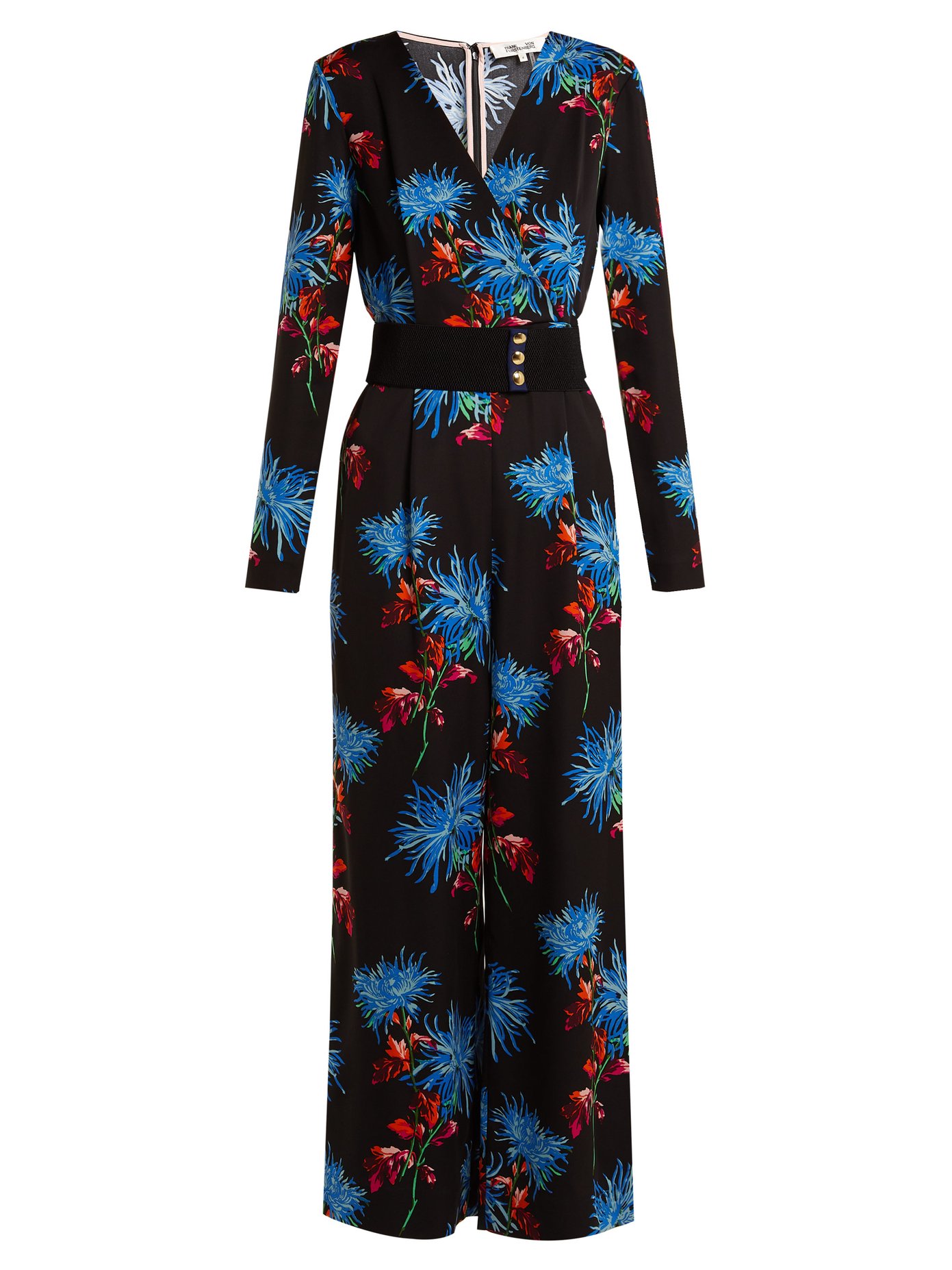 dvf floral jumpsuit