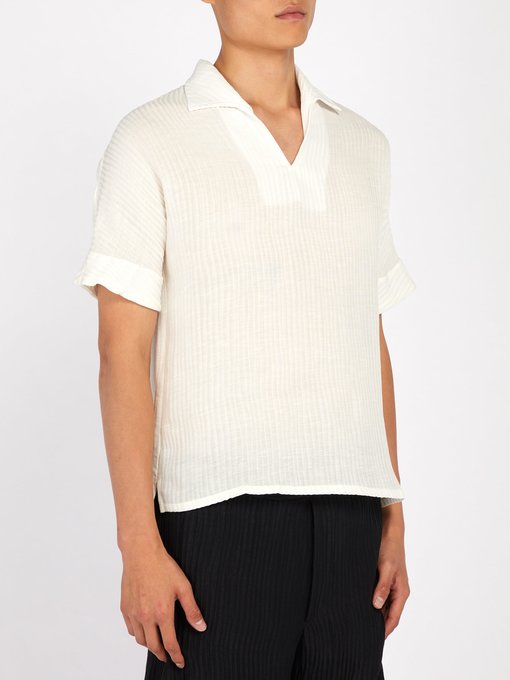 Open-collar ribbed silk and linen-blend shirt | HECHO | MATCHESFASHION UK
