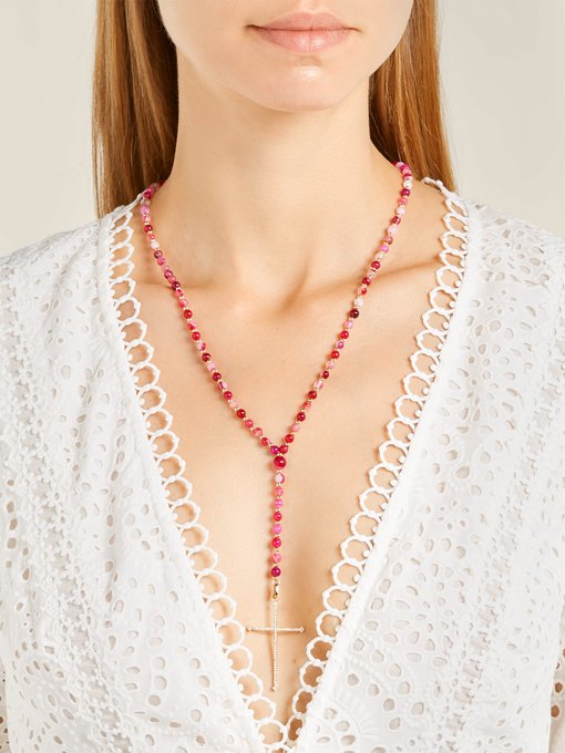 Diamond & rose-gold agate necklace展示图