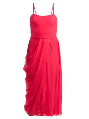 Draped silk-chiffon midi dress | Carolina Herrera | MATCHESFASHION AU