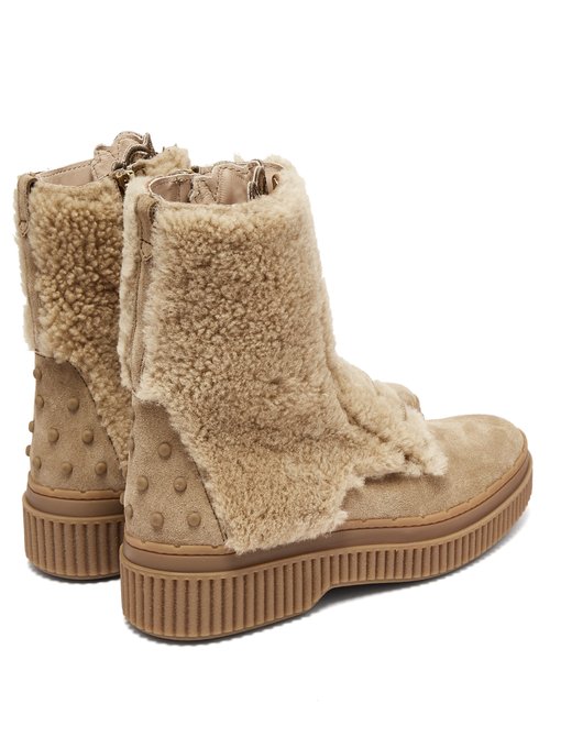 Shearling and suede ankle boots | Tod's 