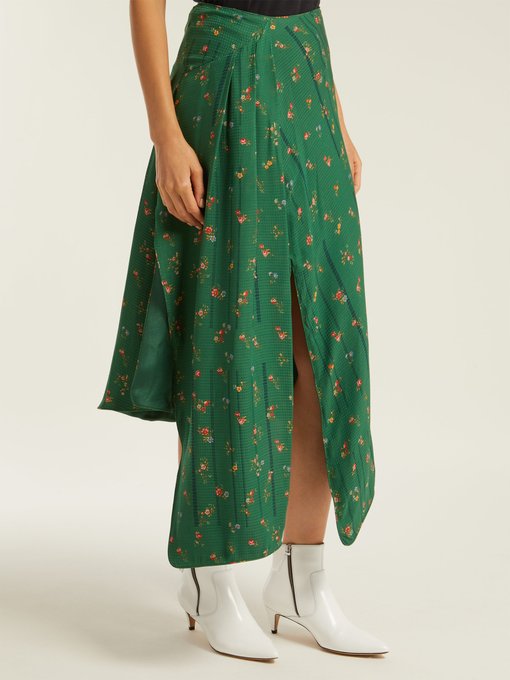 Matilda floral-print silk skirt展示图