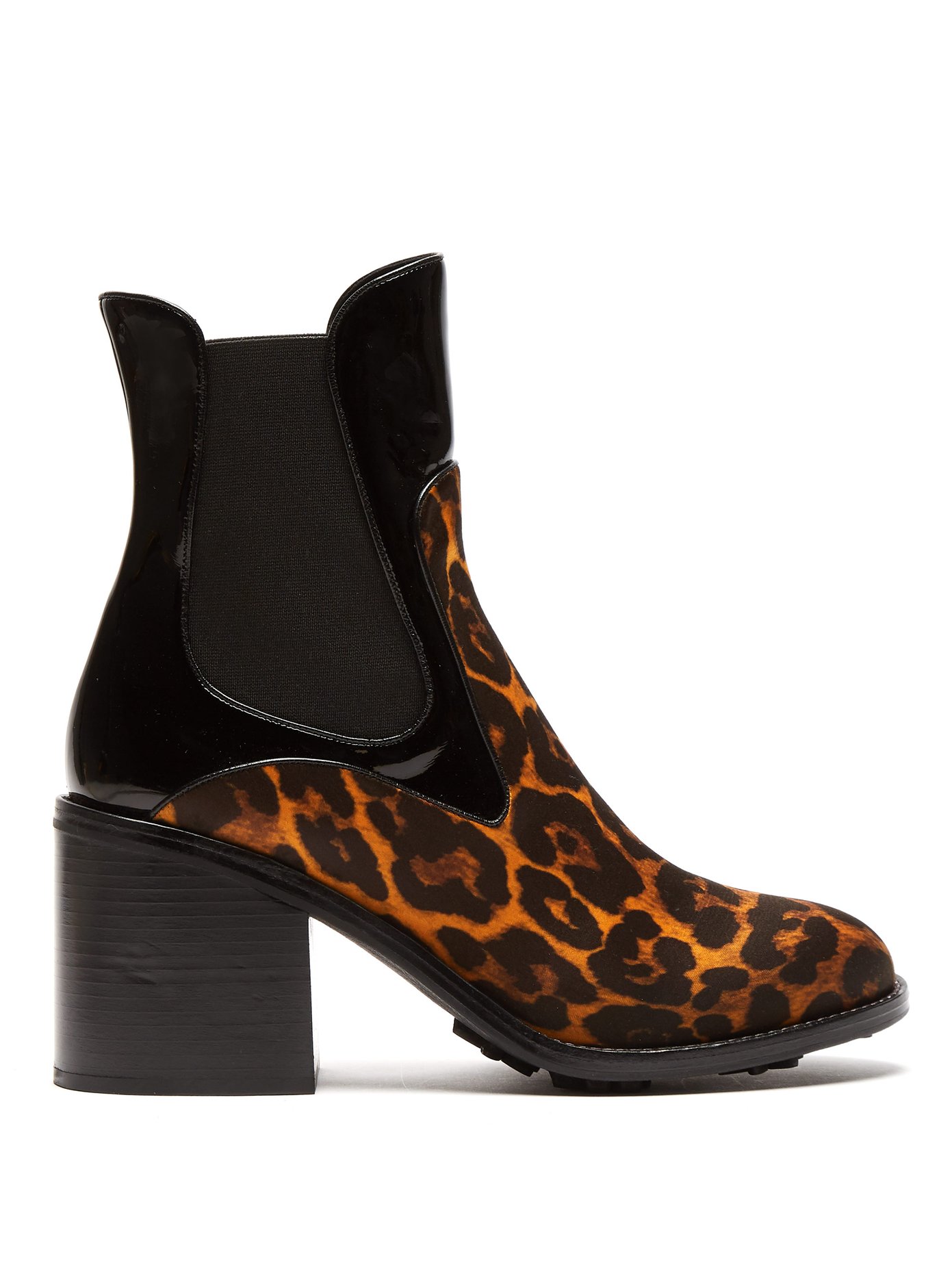 leopard print leather ankle boots
