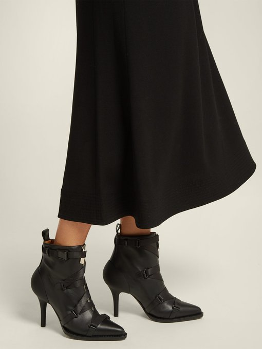 Tracy leather and grosgrain ankle boots 