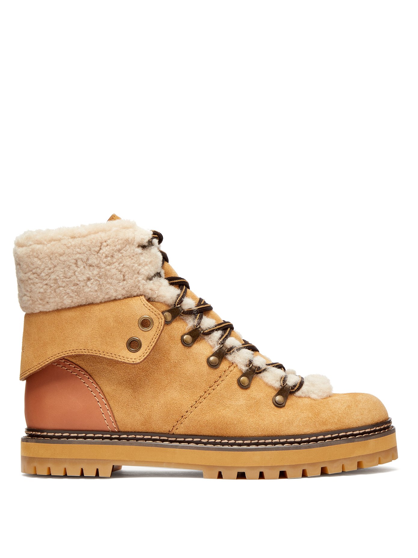 Eileen shearling-trimmed suede ankle 