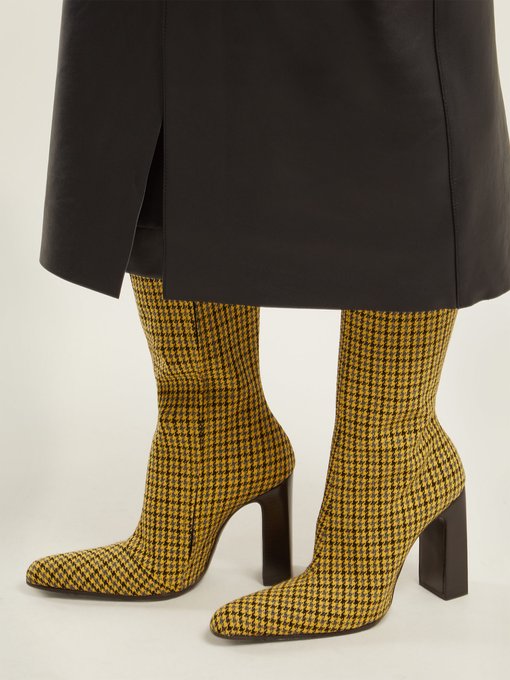 Houndstooth-check tweed boots 