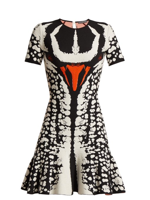 Exploded Beetle jacquard fluted dress 