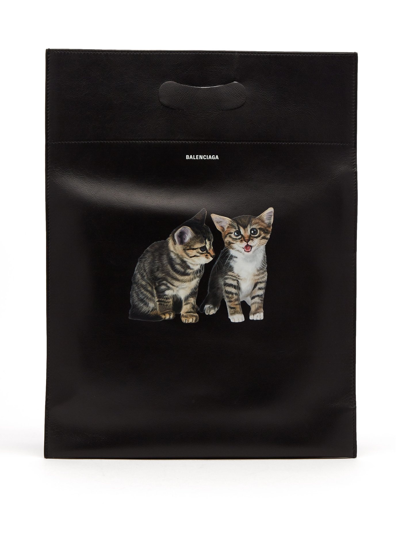Kitten-print leather tote bag 