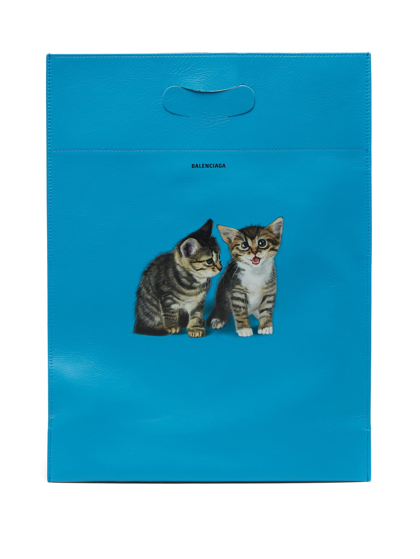 Kitten-print leather tote bag 