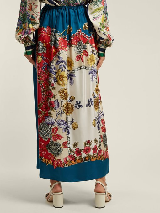 Boudoir floral-print silk-twill maxi skirt展示图