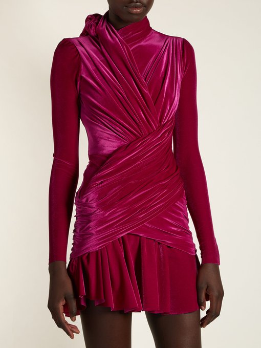Draped velvet mini dress | Balenciaga | MATCHESFASHION US