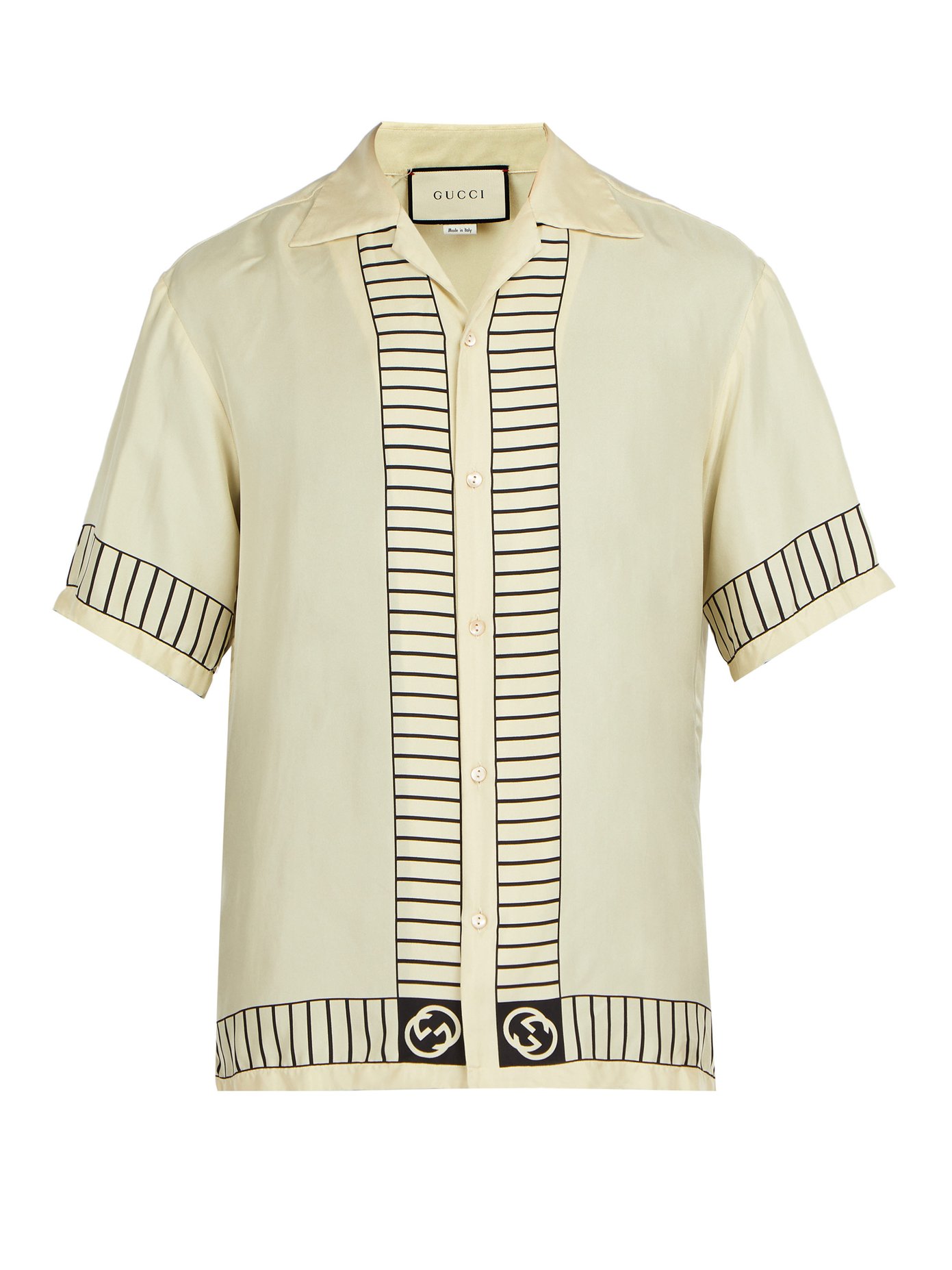 NY Yankees-print silk shirt | Gucci 