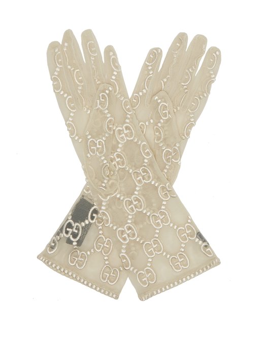 beige lace gloves