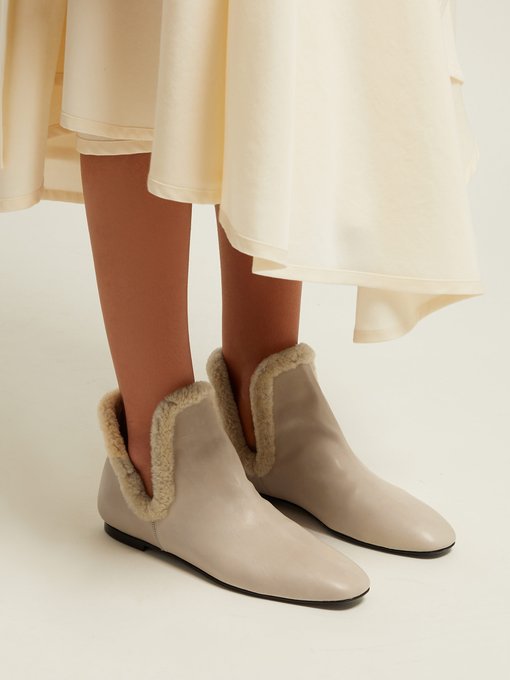 Eros shearling ankle boots | The Row 