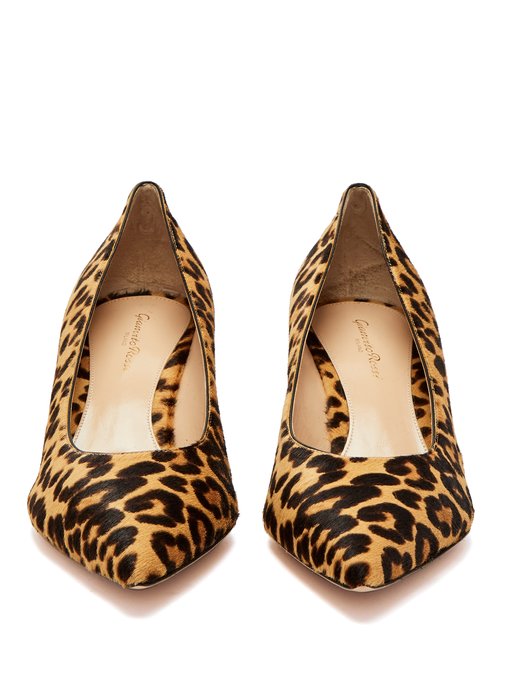 calf hair leopard heels