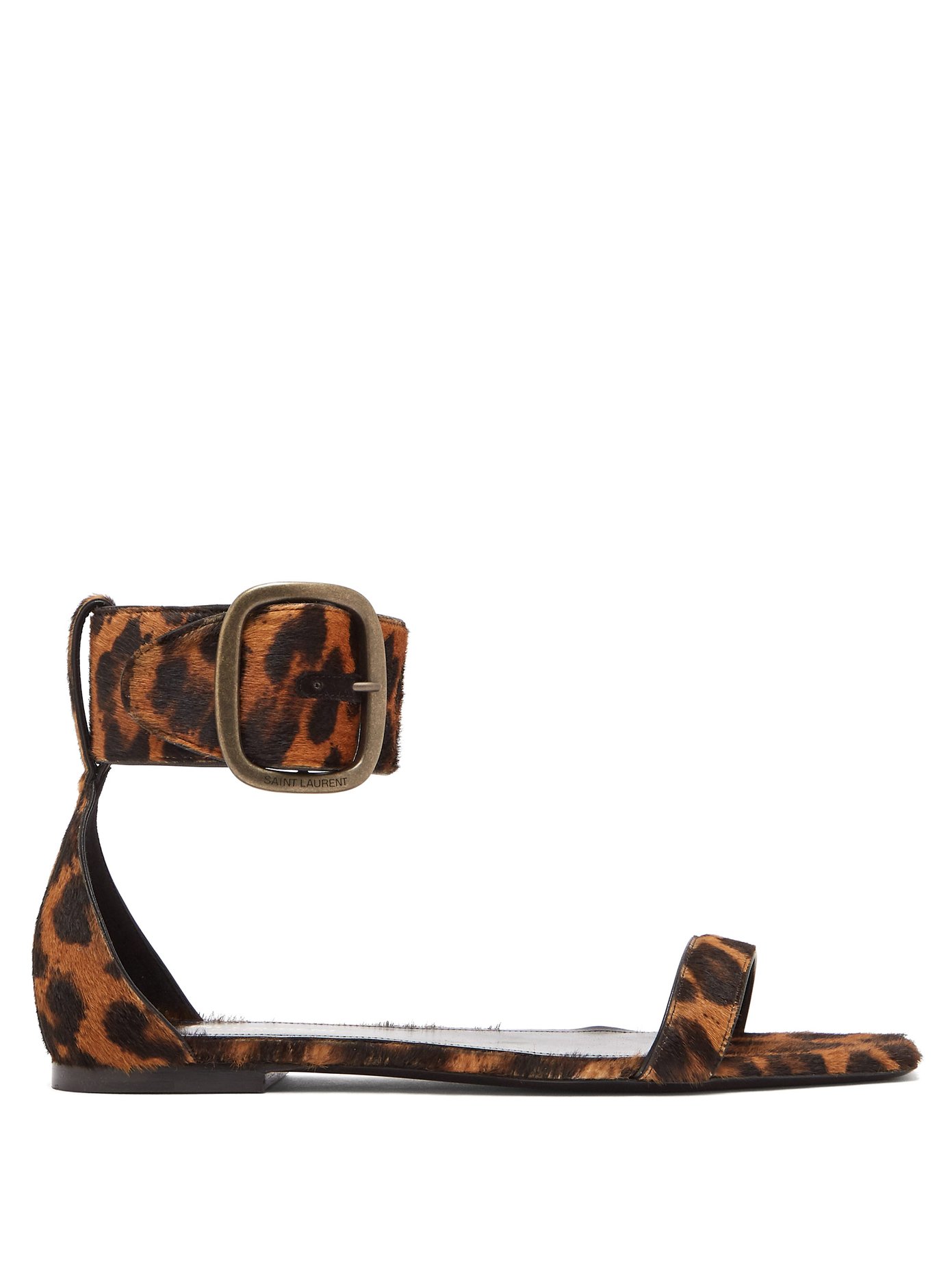 leopard print buckle sandals