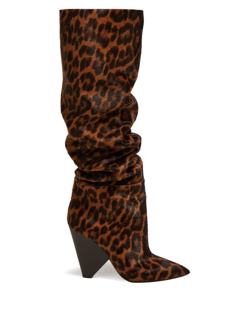 leopard boots knee high