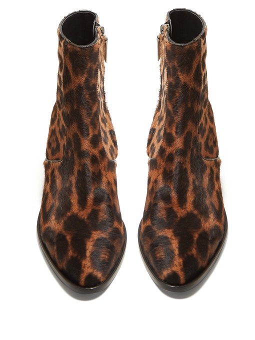 leopard slouch boots