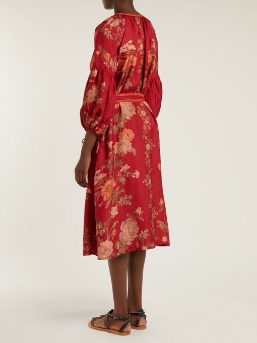 Russia floral-print balloon-sleeve silk dress | D'Ascoli ...