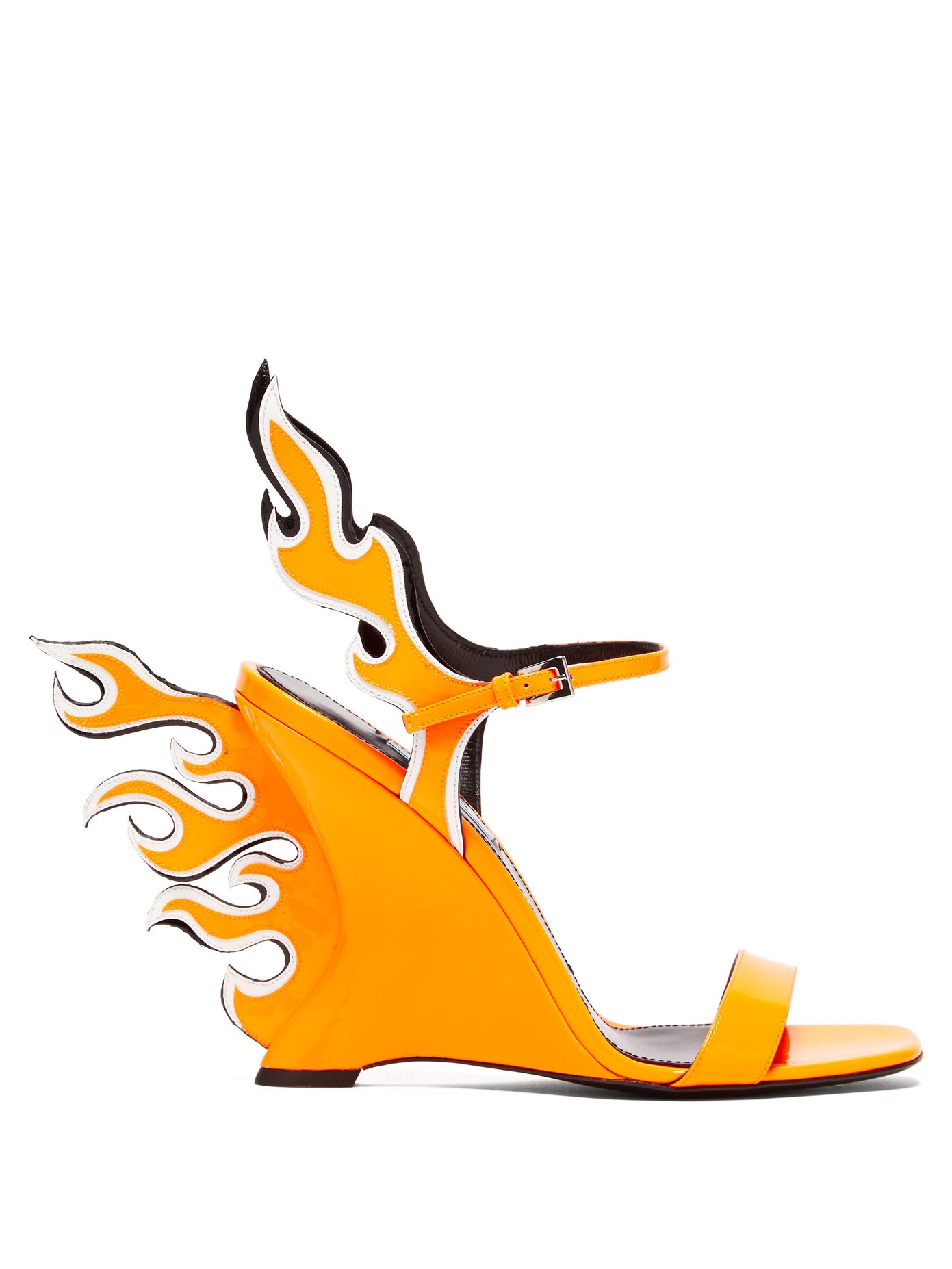 Flame patent-leather sandals | Prada 