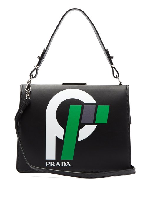 prada light frame leather bag
