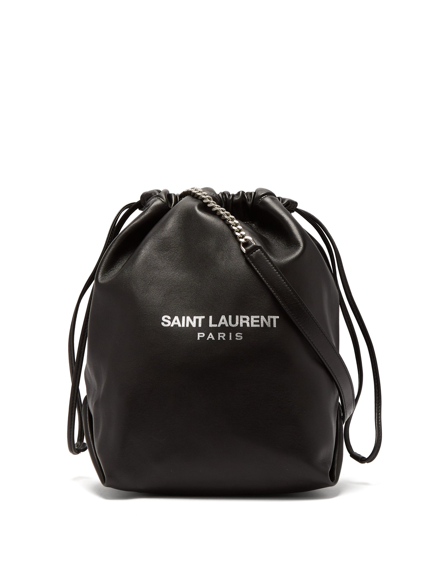 saint laurent teddy leather bucket bag