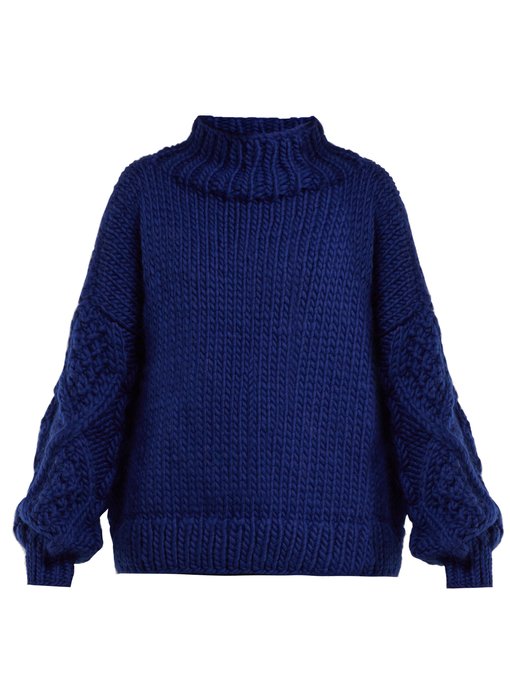 Cable-knit sleeve wool sweater Mr Mittens MATCHESFASHION
