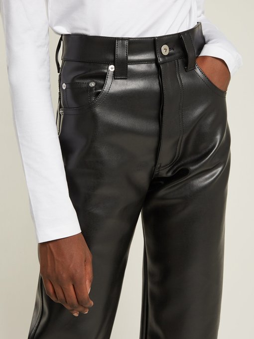 faux leather biker trousers