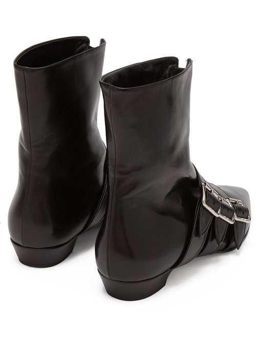 miu miu buckled leather ankle boots