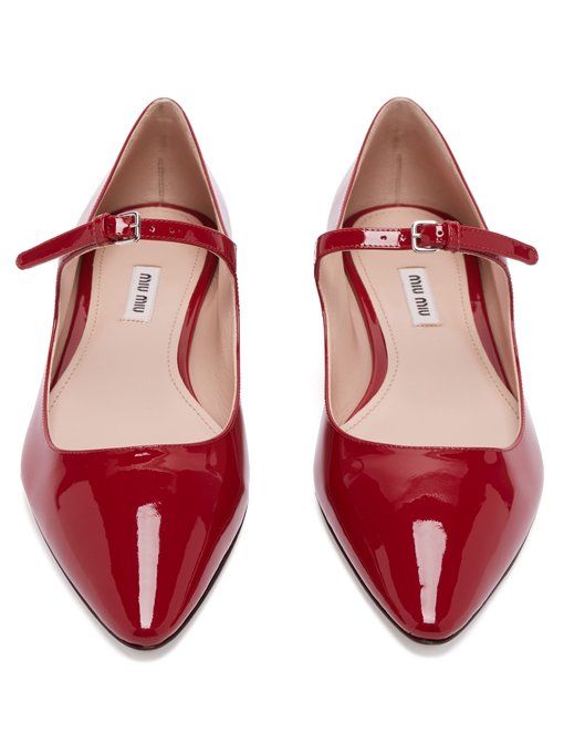 red leather mary jane shoes