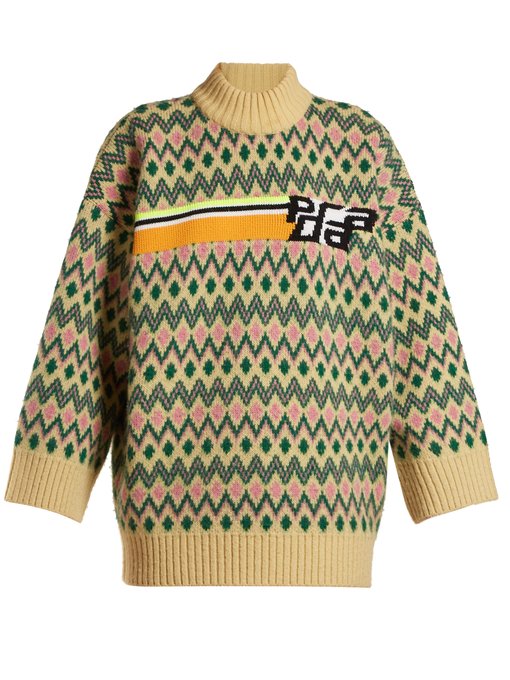 Geometric intarsia-knit sweater | Prada 