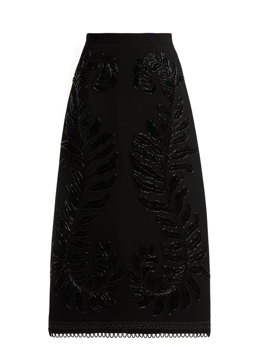 Andrew Gn Wool embellished-leaf midi skirt