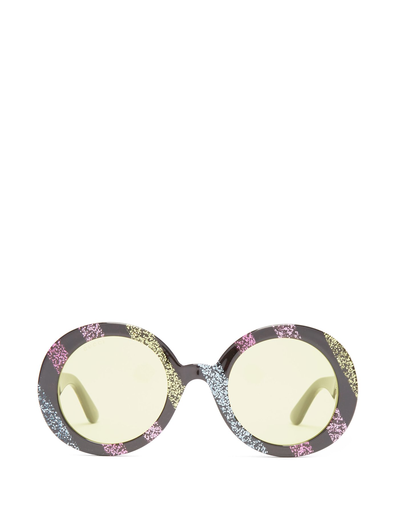 Glitter-stripe round acetate sunglasses 