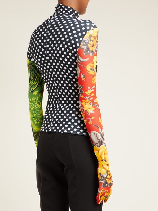 Floral-print high-neck stretch-jersey top展示图