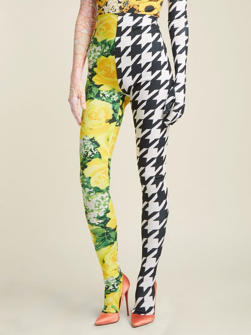 Flora and houndstooth-print high-rise leggings展示图