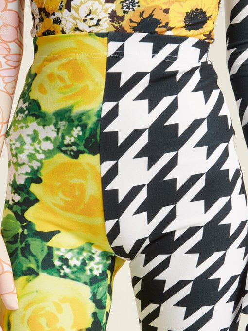 Flora and houndstooth-print high-rise leggings展示图