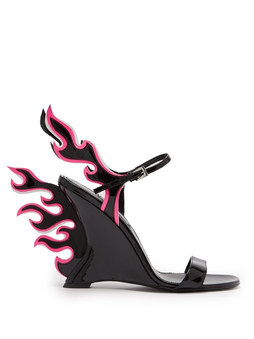 Flame patent-leather sandals | Prada 